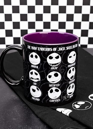 Silver Buffalo Disney Tim Burton's Nightmare Before Christmas Jack Skellington Emotions Ceramic Mug, 20 Ounces