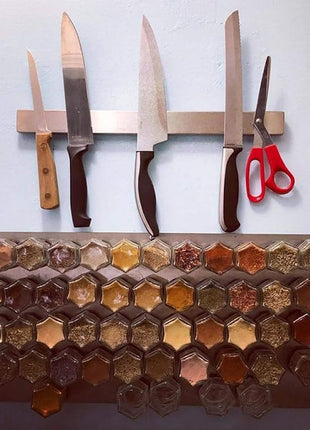 Gneiss Spice Stainless Finish Wall Plate Base for Magnetic Spice Jars, Medium 10x12 Inches (Jars Not Included)