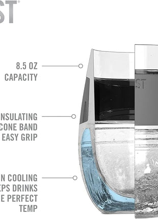 Host Wine Freeze Cup Set of 2 - Plastic Double Wall Insulated Wine Cooling Freezable Drink Vacuum Cup with Freezing Gel, Wine Glasses for Red and White Wine, 8.5 oz Coral