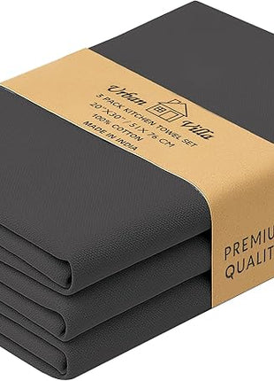 Urban Villa Kitchen Towels, Premium Quality,Solid Satin Weave 100% Cotton Dish Towels, Ultra Soft (Size: 20X30 Inch), Black Highly Absorbent Bar Towel & Tea Towel(Set of 3) - Halloween