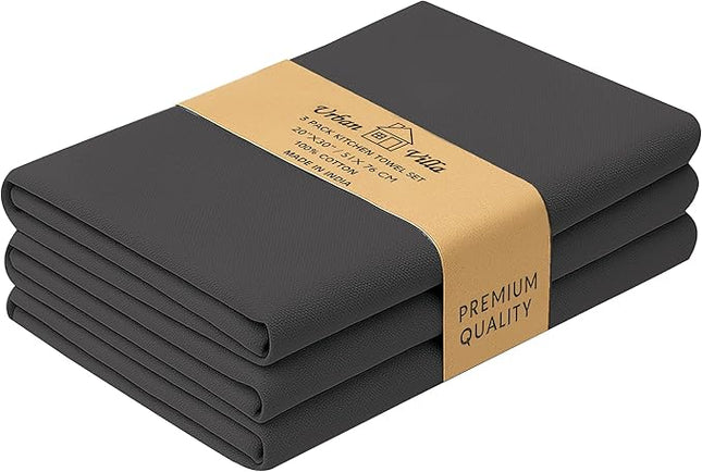 Urban Villa Kitchen Towels, Premium Quality,Solid Satin Weave 100% Cotton Dish Towels, Ultra Soft (Size: 20X30 Inch), Black Highly Absorbent Bar Towel & Tea Towel(Set of 3) - Halloween