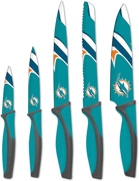 The Sports Vault NFL Miami Dolphins 5-Piece Kitchen Knife Set