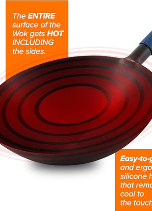Nuwave Mosaic Induction Wok, Precise Temp Controls from 100°F to 575°F in 5°F, Wok Hei, Infuse Complex Charred Aroma & Flavor, 3 Watts 600,900 & 1500, Authentic 14-inch Carbon Steel Wok Included,Black