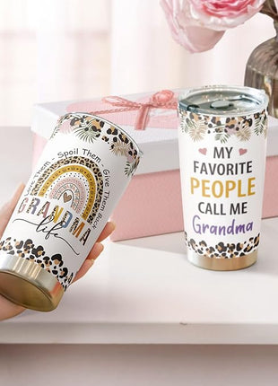 Macorner Grandma Gifts - Stainless Steel Tumbler 20oz for Women - Birthday Christmas Mothers Day Gift for Mom Nana Mimi From Daughter Son Grandkids - Best Grandma Ever