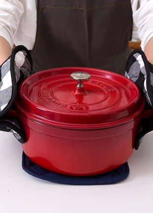 Joyhalo 4 Pack Pot Holders for Kitchen,Cotton Oven Holder with Great Heat Resistance,Non Slip Hot Pads for Kitchen Clearance,Black and White