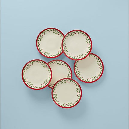 Lenox 893491 Holiday 6-Piece Accent Plate Set, Christmas Dinnerware, Hosting