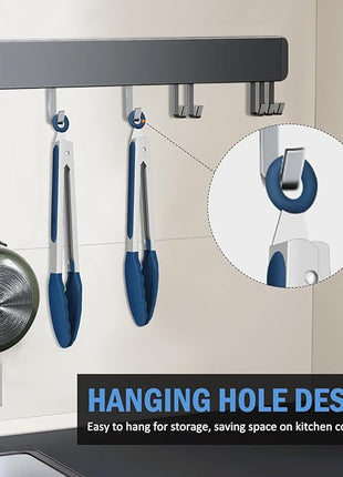 Kitchen Tongs, Stainless Steel Silicone Tongs for Cooking 600ºF High Heat-Resistant BBQ Grilling Locking Tongs, Set of 2-9" and 12" Classic Blue