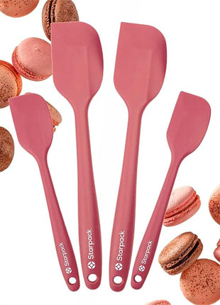 StarPack 'Scrape & Stir' Silicone Spatula Set (4 Pcs) - Heat Resistant Spatula Set 600°F - Food Grade Kitchen Spatulas - Nonstick Silicone Baking & Cooking Spatulas - Rubber Turner Set for Kitchen Use