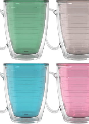Tervis Clear & Colorful Tabletop - Bayou View Collection Made in USA Double Walled Insulated Tumbler Travel Cup Keeps Drinks Cold & Hot, 16oz Mug - 4pk, Assorted Pastels