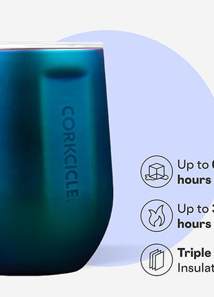 Corkcicle Stemless Wine Tumbler - Keeps Drinks Cold for 6 Hours - Triple-Insulated Stainless Steel - Non-Slip Base - Summer Drinkware Gift - Keeps Drinks Ice Cold - 12 oz - Dragonfly