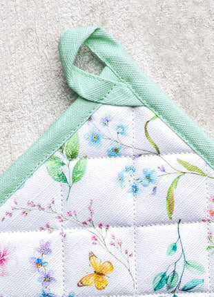 Maison d' Hermine Pot Holders 100% Cotton Heat Resistant Potholders 8" x 8" Hot Pads with Loop BBQ, Cooking, Baking, Grilling, Kitchen, Handling Hot Pans Spring/Summer (Pack of 1, Just Floral)