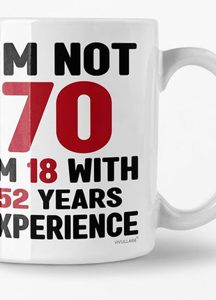 Vivulla68 70th Birthday Mug 11oz, 70 Year Old Birthday Gifts for Men - Funny Gift for Women, Men - Vintage 1955 Coffee Cup - Unique Present for Man, Woman, Mom, Dad, Grandma, Grandpa - Turning 70 Idea