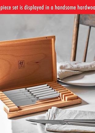 ZWILLING Contemporary Steak Knife Set of 8, Oval handle, Stainless Steel, with 12" x 10" case