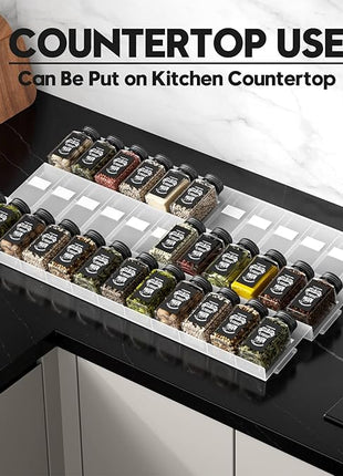 Famhap Spice Drawer Organizer, 36PCS Interlocking Expandable Seasoning Rack Tray Insert for Kitchen Drawers, Spice Rack Drawer for Spice Jars