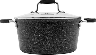 Starfrit The Rock 7PC Non-Stick Cookware Set - Durable Forged Aluminum - Oven Safe - PFOA Free - Easy to Clean - Black