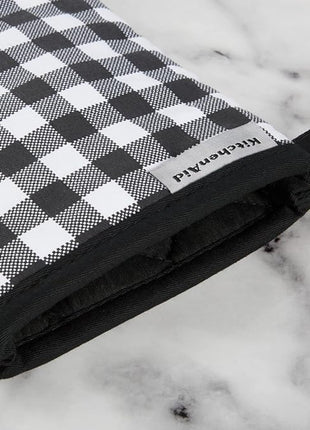 KITCHENAID Gingham Oven Mitt 2-Pack Set, Matte Black, 7"x13"