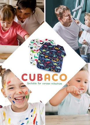 CUBACO Kids Painting Apron, 2pcs Waterproof Art Smocks For Child 3-8 Years, Kids Smocks for Painting Aprons with Long Sleeve
