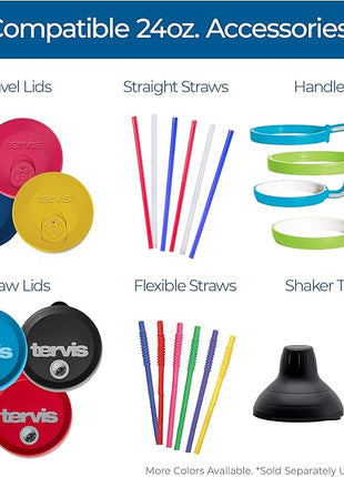 Tervis Clear & Colorful Tabletop Made in USA Double Walled Insulated Tumbler Travel Cup Keeps Drinks Cold & Hot, 24oz - 2pk, Clear and Red