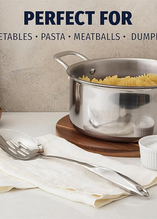 Zulay Kitchen Stainless Steel Slotted Spoon - 15” Large Cooking & Serving Spoon with Ergonomic Handle - Durable, Rust-Proof, Heat-Resistant & Dishwasher Safe Kitchen Utensil for Cooking and Buffets