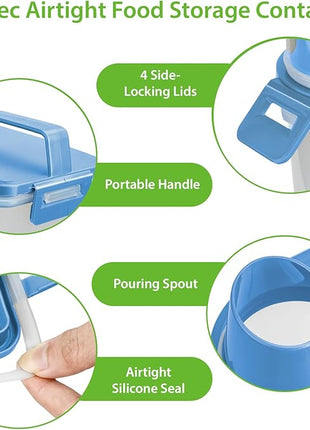 Rice Storage Container, 3 to 5Lbs Dry Food Airtight Container, Pet Dog Cat Food Canister, BPA Free Clear Plastic Kitchen and Pantry Organization Bin for Oatmeal, Grain, Cereal, Pasta, Flour