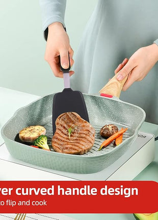 Silicone Spatula Turner Set Large And Thin Flipper Spatulas Heat Resistant 600 ° F Slotted Flexible Turner Cooking Utensils For Nonstick Cookware Egg,Pancake,Fish,Omelette,Hamburger (3 Pack)