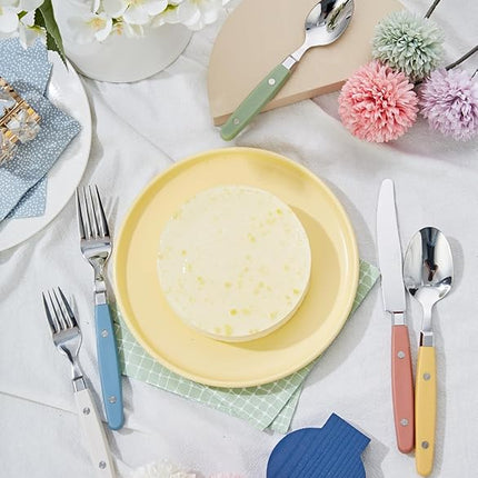 ANNOVA Silverware Set, Retro/Rivet Colorful Stainless Steel Tableware Kitchen Flatware Set Utensils, Includes Dinner Knives, Forks, Spoons, Salad Forks & Dessert Spoons (Morandi Mix, 20 Pieces)