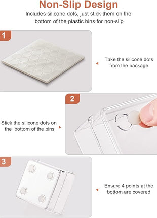 SMARTAKE 22-Piece Drawer Organizer with Non-Slip Silicone Pads, 4-Size Clear Desk Drawer Organizer Trays Storage Tray for Makeup, Jewelries, Utensils in Bedroom Dresser, Office and Kitchen, Clear