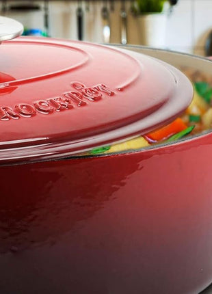 Crock-Pot Artisan Oval Enameled Cast Iron Dutch Oven, 7-Quart, Scarlet Red