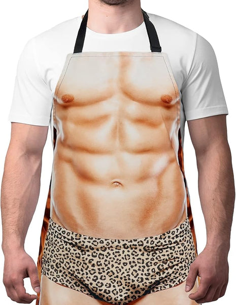 Funny Men Cooking Grilling Aprons Muscles Guy BBQ Funny Gag Gifts for Christmas, White Elephant Gift Exchange (Muscleman 2, One Size)