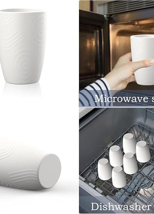 Homienly Drinking Cups 12 OZ Wheat Straw Cup Sets of 6 Reusable Water Drinking Glasses Dishwasher Safe Water Glasses Lightweight Tumbler for Kitchen - White