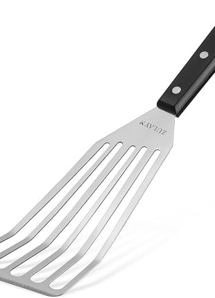 Zulay Kitchen Stainless Steel Fish Turner Spatula - 12.4” Flexible Heat-Resistant Slotted Turner for Non-Stick Cookware - Rust-Proof, Durable & Dishwasher Safe Cooking Utensil for Everyday Use