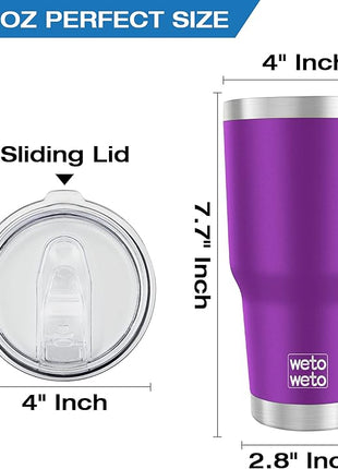 WETOWETO 30oz Tumbler, Stainless Steel Vacuum Insulated Water Coffee Tumbler Cup, Double Wall Powder Coated Spill-Proof Travel Mug Thermal Cup for Home Outdoor (Purple, 1 Pack)