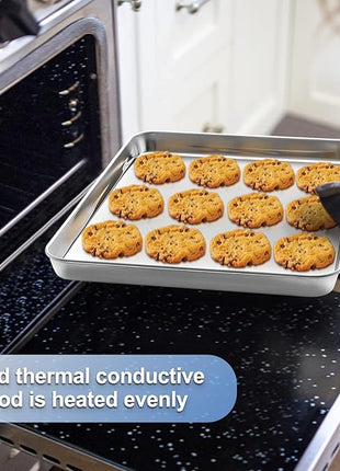 Baking Sheet with Wire Rack Set, Stainless Steel Cookie Sheet Baking Pan Toaster Oven Tray with Cooling Rack, 12.4 x 10 x 1 Inch Quarter Sheet Pan - Non Toxic & Dishwasher Safe