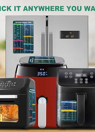 Air Fryer Magnetic Cheat Sheet Set, Cook Times Chart Air Fryer Accessories Magnet Sheet Quick Reference Guide for Cooking and Frying, Easy to Use, Excellent Kitchen Assistant