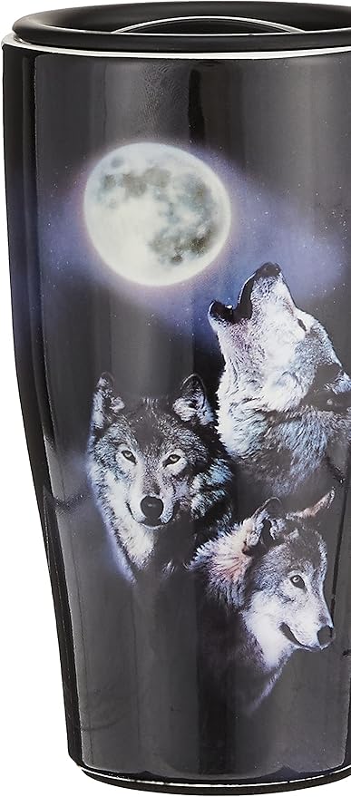 Spoontiques WOLVES/MOON TRAVEL MUG, 18 ounces