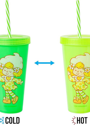 Silver Buffalo Strawberry Shortcake 4 Pack Color Change Plastic Tumbler Featuring Lemon Meringue, Orange Blossom, and Angel Cake, 24 Ounces