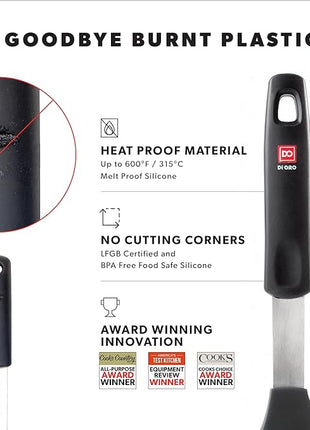 DI ORO Spatulas for Kitchen Use - Forever Warranty - 600°F Heat-Resistant Silicone - Turner Spatula Set for Cooking - BPA Free Wide Pancake Spatulas - Egg Flippers for Nonstick Cookware Safe (3pc)
