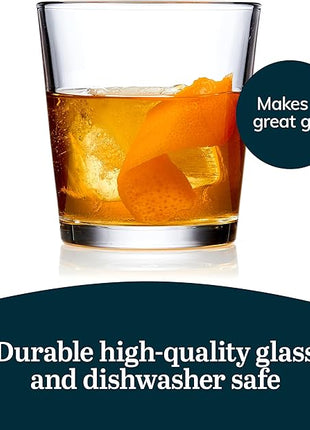 Libbey Bar Essentials Double Old Fashioned Glasses, 12 oz, Clear Restaurant Quality Drinking Glasses Set of 6, Modern Rocks Glass Set for Everyday Use