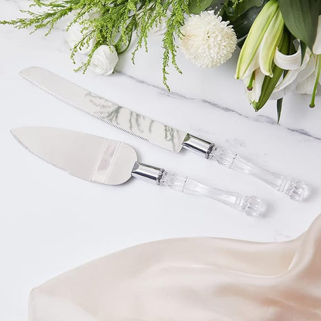 AW BRIDAL Cake Knife and Server Set for Wedding Stainless Steel Cake Knife Cutter Slicer Cake Server Spatula Wedding Bridal Shower Gifts for Couples Birthdays Gifts