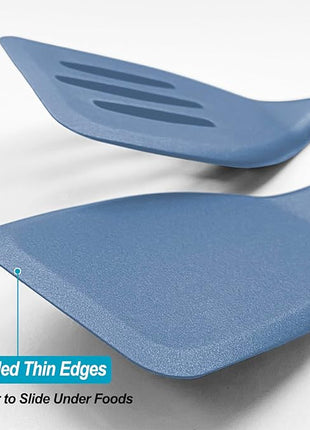 Silicone Spatula Turner Set, High Heat Resistant Spatulas with Seamless One Piece Design, Nonstick Rubber Flippers Utensils for Baking & Cooking,BPA-Free, Starry Blue,11IN
