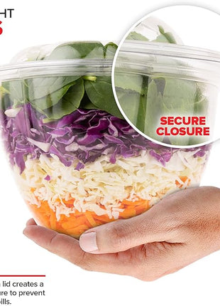 Stock Your Home Plastic Bowls with Lids (50 Count) 48 Oz. Disposable To-Go Containers – Large Airtight Bowls for Dinner or On-the-Go Meals