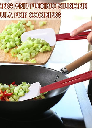 Set of 3 High Temp Silicone Spatulas Heat Resistant Rubber Commercial Heavy Duty Silicone Scraper Spatula with Handle for Kitchen Baking Cooking(10 x 2 Inches,Spoon Spatula)