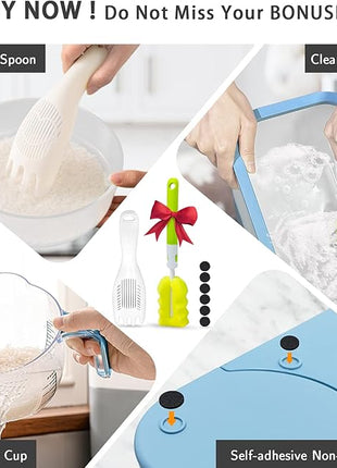 22-25 Lbs Rice Dispenser, Large Cereal Dry Food Storage Containers with Measuring Cup,BPA-Free Household for Kitchen Pantry Organization-Blue