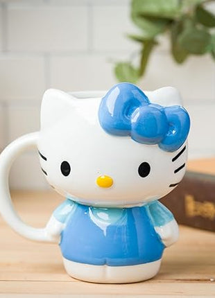 Silver Buffalo Sanrio Hello Kitty Full Body Blue Dress Ceramic 3D Sculpted Mug, 20 Ounces
