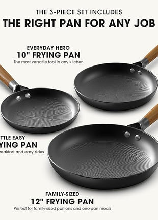 imarku Non Stick Frying Pans - 7.5&9.5&11.5 Inch Cast Iron Skillets Professional Cast Iron Pan Dishwasher Safe Nonstick Frying Pan Set, Detachable Handle, Best Gifts for Women/Men