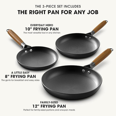 imarku Non Stick Frying Pans - 7.5&9.5&11.5 Inch Cast Iron Skillets Professional Cast Iron Pan Dishwasher Safe Nonstick Frying Pan Set, Detachable Handle, Best Gifts for Women/Men