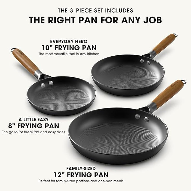 imarku Non Stick Frying Pans - 7.5&9.5&11.5 Inch Cast Iron Skillets Professional Cast Iron Pan Dishwasher Safe Nonstick Frying Pan Set, Detachable Handle, Best Gifts for Women/Men