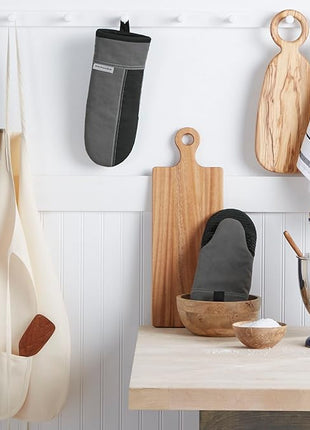 KITCHENAID Beacon Two-Tone Oven Mitt 2-Pack Set, Contour Silver/Matte Black, 5.75"x13"