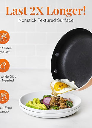 GOTHAM STEEL 10 Pc Copper Pots and Pans Set Non Stick Cookware Sets with Kitchen Utensils, Induction Ready, Non Toxic PFOA PFOS Free, Nesting Design for 50% Space Saving, Oven and Dishwasher Safe