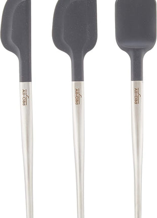 All-Clad Specialty Silicone Kitchen Gadgets 3 Piece Set, Spatulas Kitchen Tools, Kitchen Hacks Silver, Stainless Steel and Black
